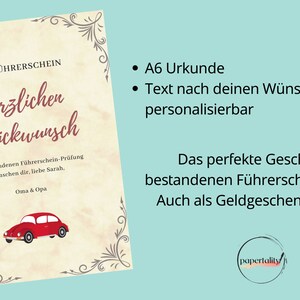 Führerschein Geschenk personalisiert Gute Fahrt Spruch in Etsy.de