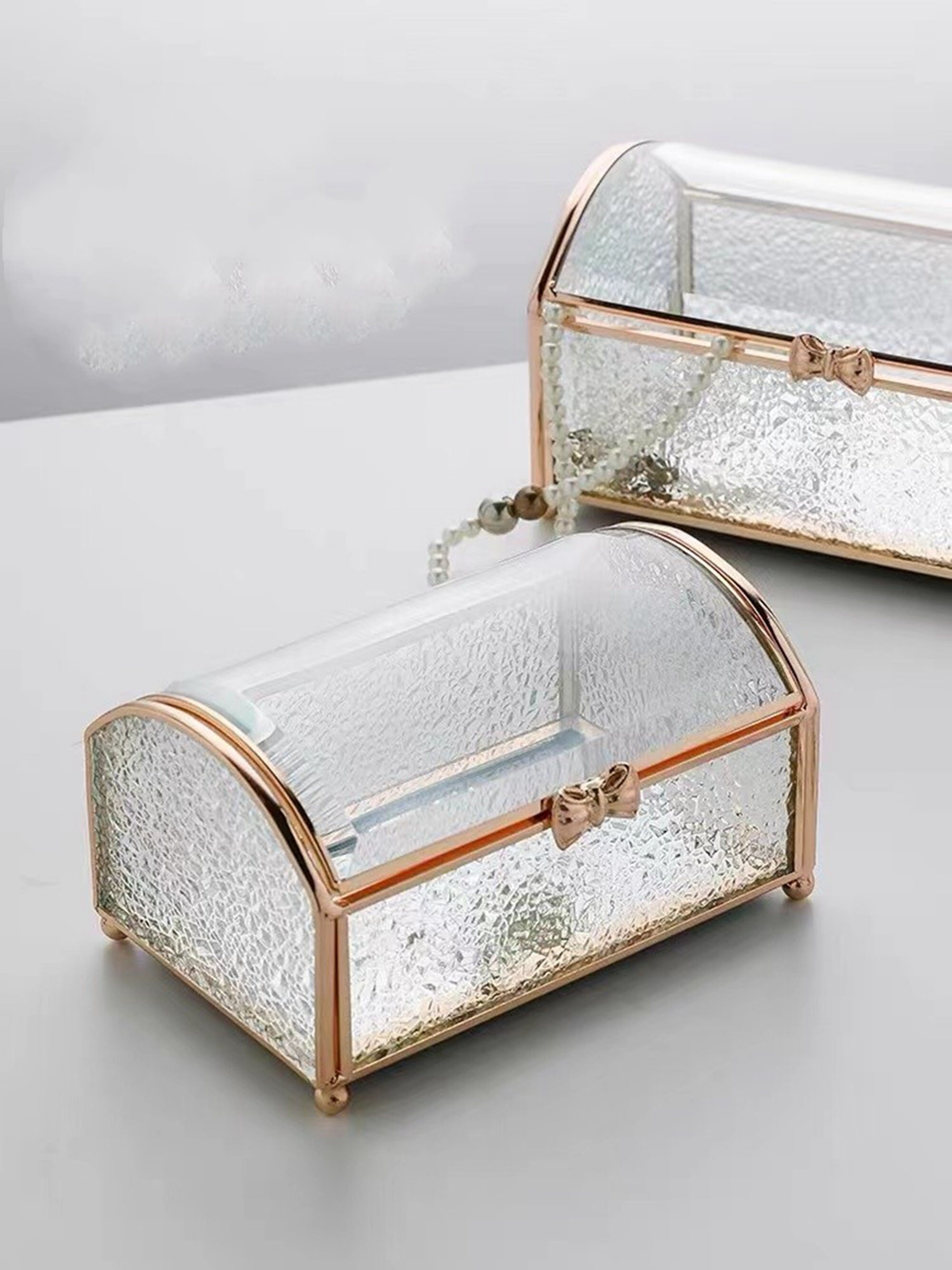 Glass Jewelry Organizer Box Desktop Jewelry Organizer Holder Etsy
