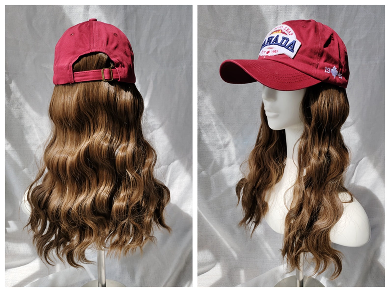 Synthetic Wig Hat 15.7 Long Curly Wavy Hairpiece Etsy