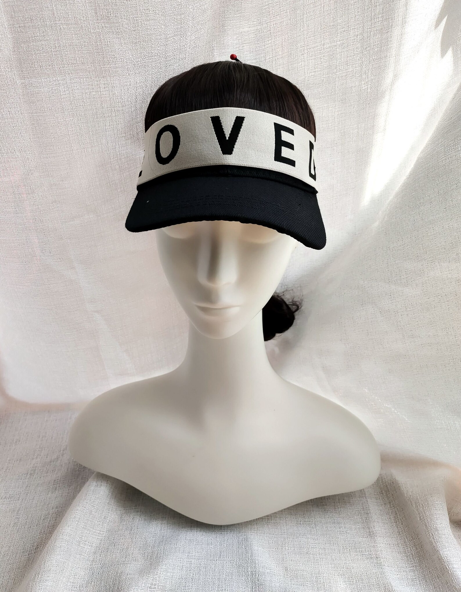 Sun Visor Cap With Ponytail Extensions Long Curly Wavy Hair Etsy