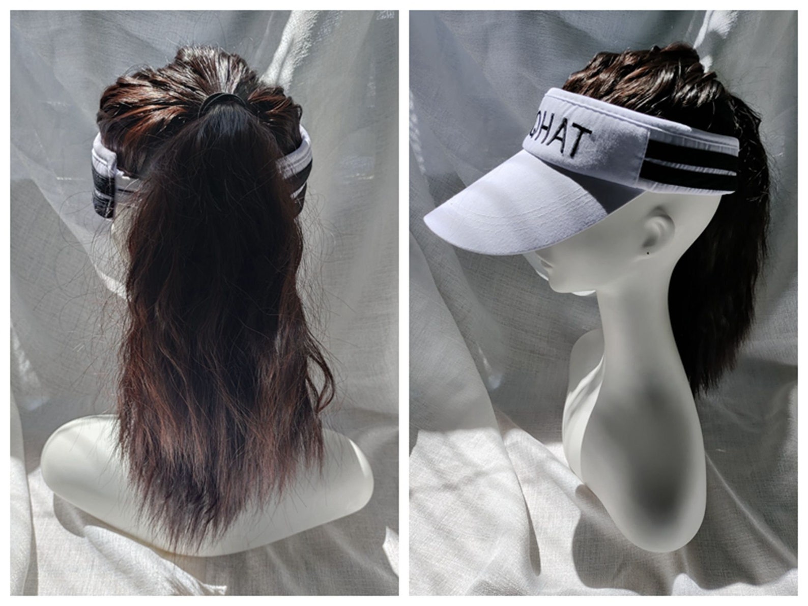Baseball Cap Hats With Hair Attached Wig With Hair Ponytail Etsy