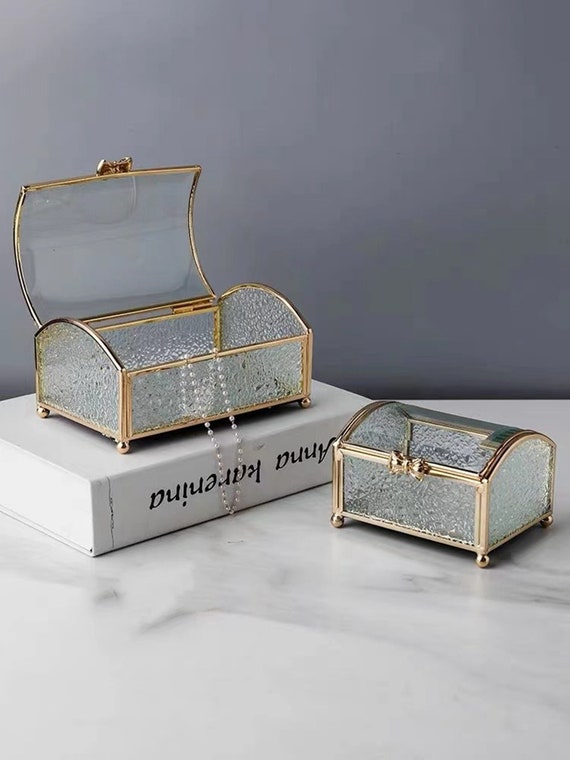 Glass Jewelry Organizer Box Desktop Jewelry Organizer Holder Etsy