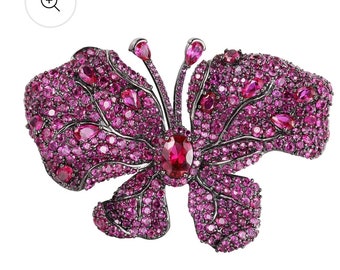 Exquisite Butterfly Design Brooch 18K White Gold and Black Rhodium Plated from Butterfly Collection Designer Luxury Jewelry