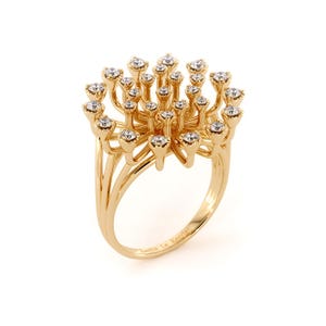 14K&18K Solid yellow gold and diamonds ring from Fireworks Collection Unique Designer Jewelry Wedding ring Engagement ring Best Gift for her