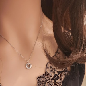 Snowflake Diamond Necklace: Sterling Silver, 18K White Gold, CZ Diamonds