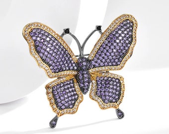 Exquisite Butterfly Design Brooch 18K White and Yellow Gold Plated from Butterfly Collection Designer Luxury Jewelry