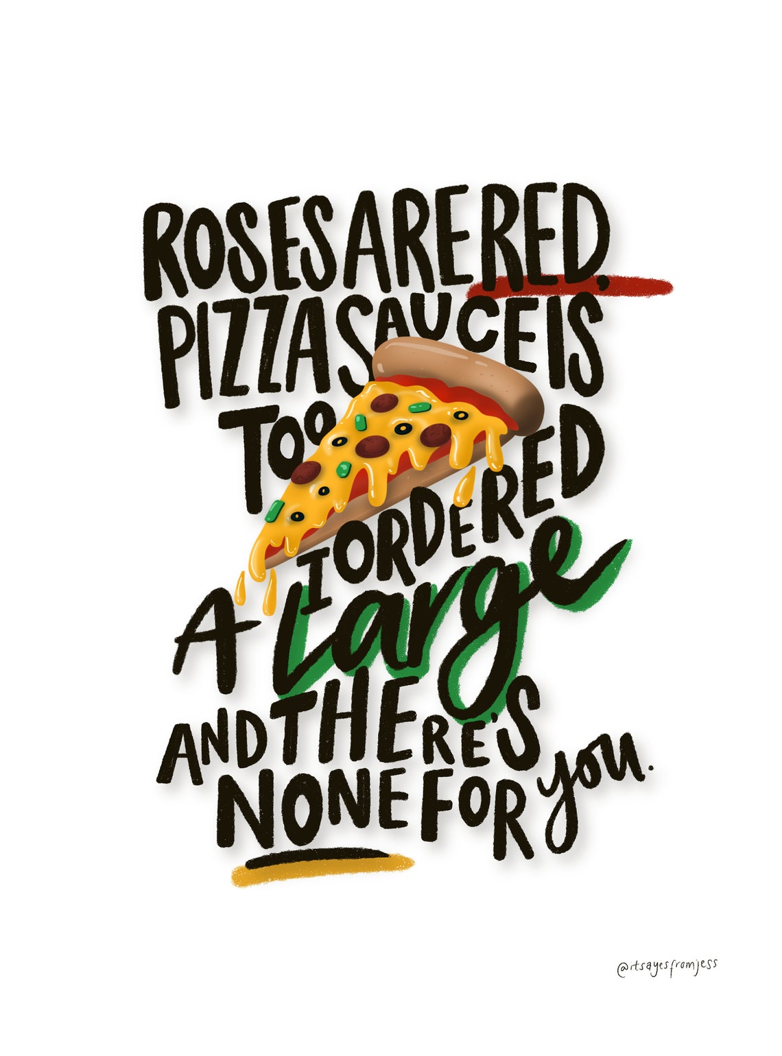 Pizza Poem Postcard Etsy