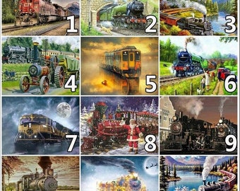 DIY Diamond Painting Retro Train Landscape Beads Cross Stitch Full Square Round Diamond Mosaic Rhinestones Needlework Home Decoration