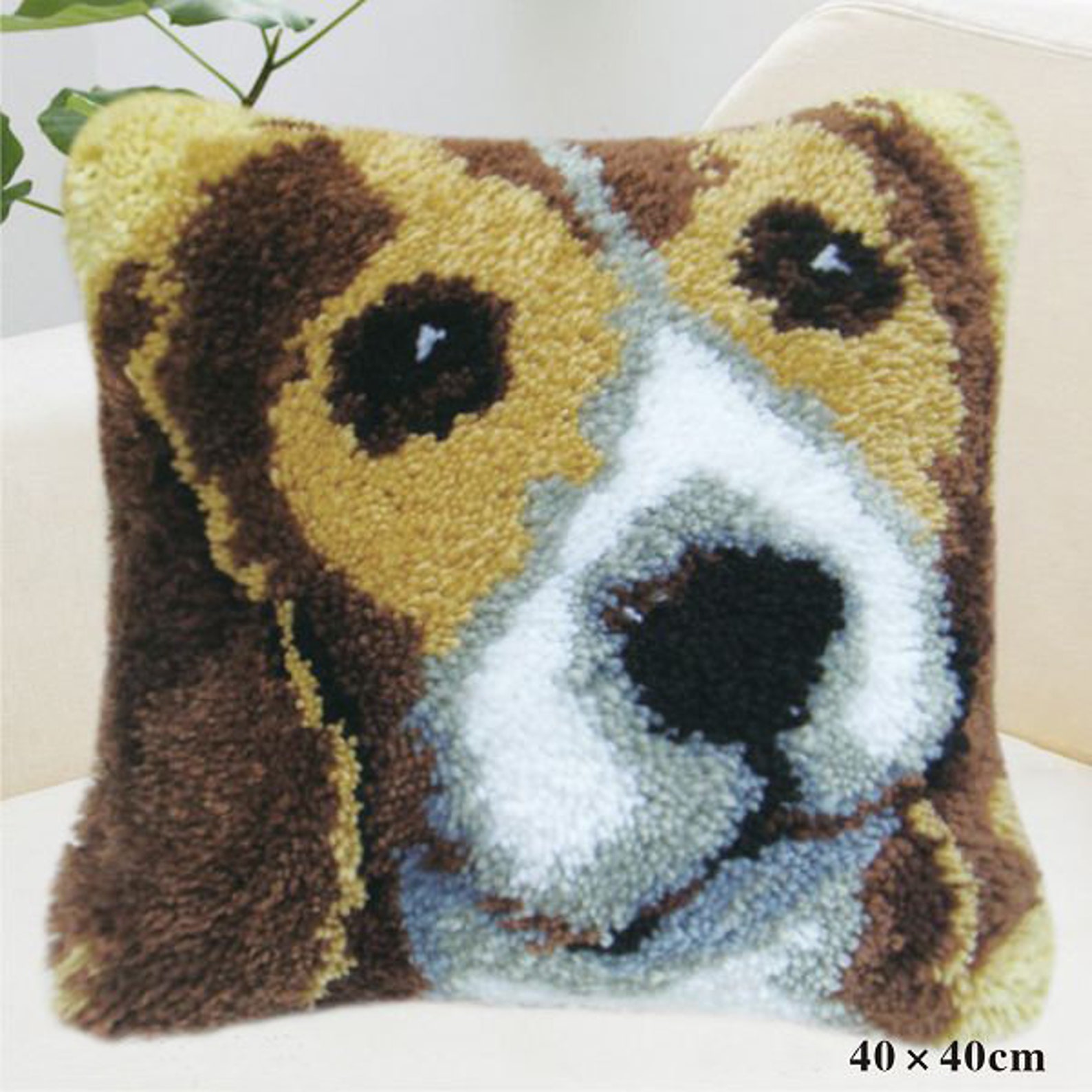 Latch Hook Dog Pillow Kits DIY Needlework Crocheting Kit Rug Yarn