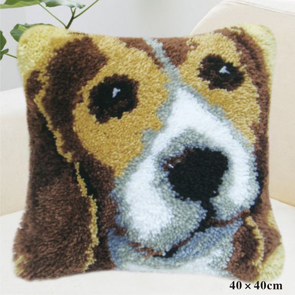 Latch Hook Dog Pillow Kits DIY Needlework Crocheting Kit Rug Etsy
