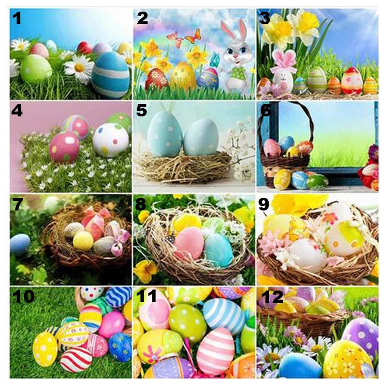 Full Square Round Diy Diamond Painting Easter Eggs Cross Etsy