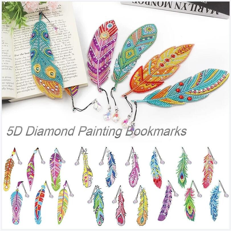 5D DIY Diamond Painting Leather Bookmark Tassel Book Marks Special