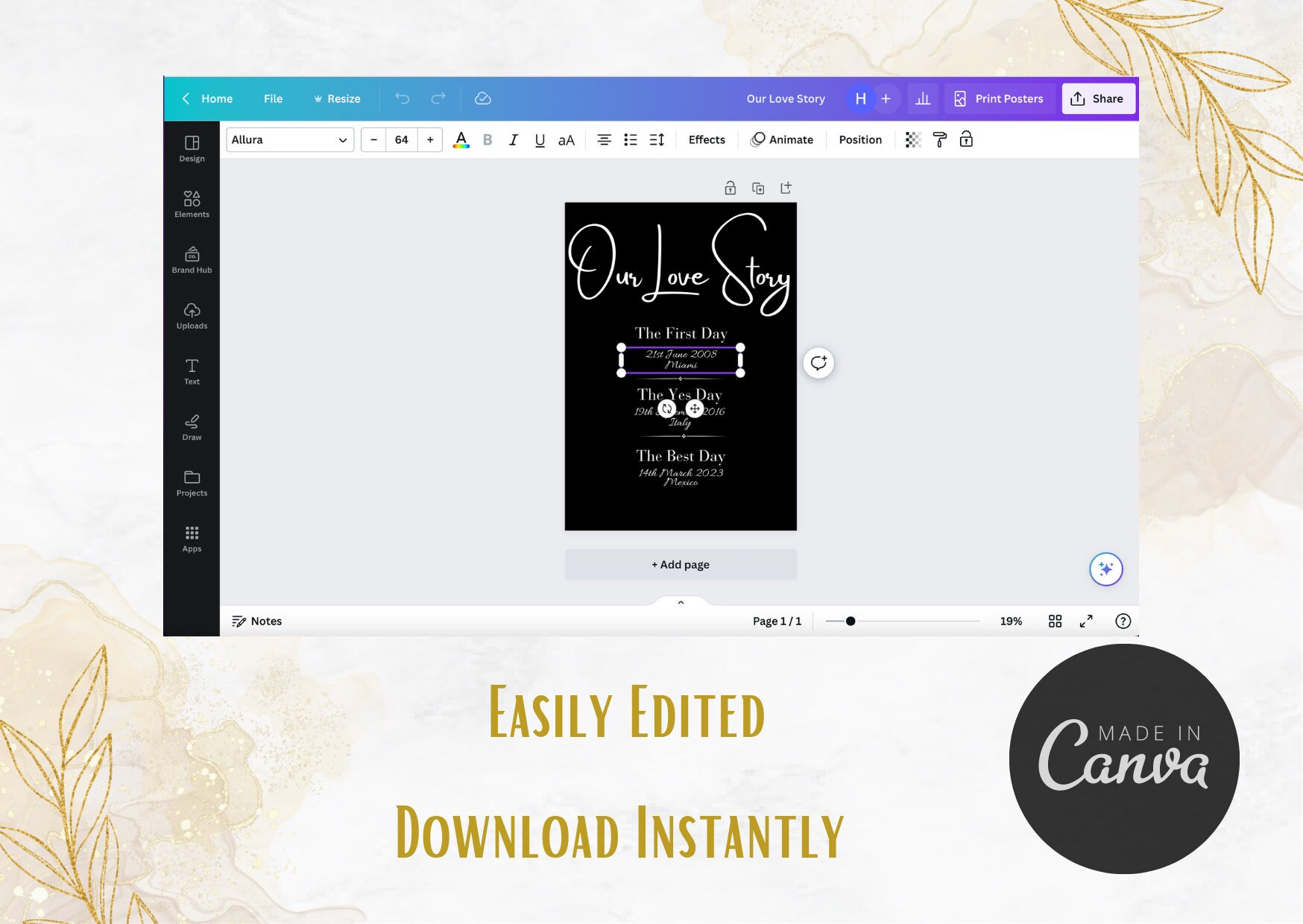 Our Love Story Printable Template, Personalised Minimalist Love Story Template, Engagement Party ...