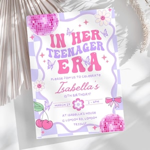 In My Birthday Era Invitation Teenager Birthday Girl Music Party Invite, Purple and Blue Eras Party, Editable Digital Printable Teen 13th