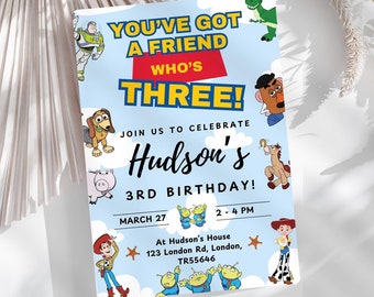You #39 ve Got a Friend Who #39 s Three Editable Toy Story Invitation Woody