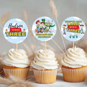 Editable Toy Story Cupcake Topper, 3rd Birthday Toy Story Printable Cupcake Topper, Toy Story Printable Party Decor, Digital Download Woody