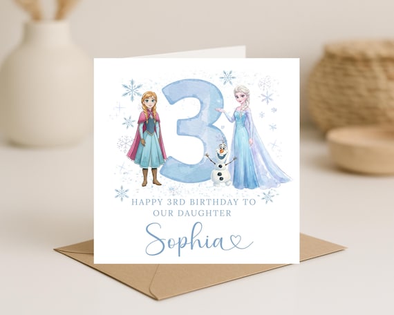 Frozen Birthday Card Personalised, Elsa & Anna, Daughter, Granddaughter, Niece, Birthday Card For Daughter, Frozen Birthday Card, Elsa