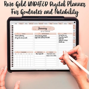Rose Gold Digital Planner, Undated Digital Planner for Tablets, Goodnotes Digital Planner, ipad planner, Digital Planners