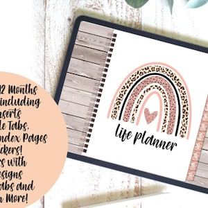 Leopard Print Digital Planner with Custom Index, Goodnotes Planner, Digital Rose Gold Planner, Leopard Digital Planner, 2021 Digital Planner