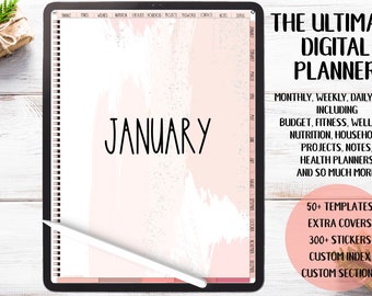 Digital Planner, Vertical Digital Planner, Undated Digital Planner, Watercolor Digital Planner, Digital Planner for Goodnotes,