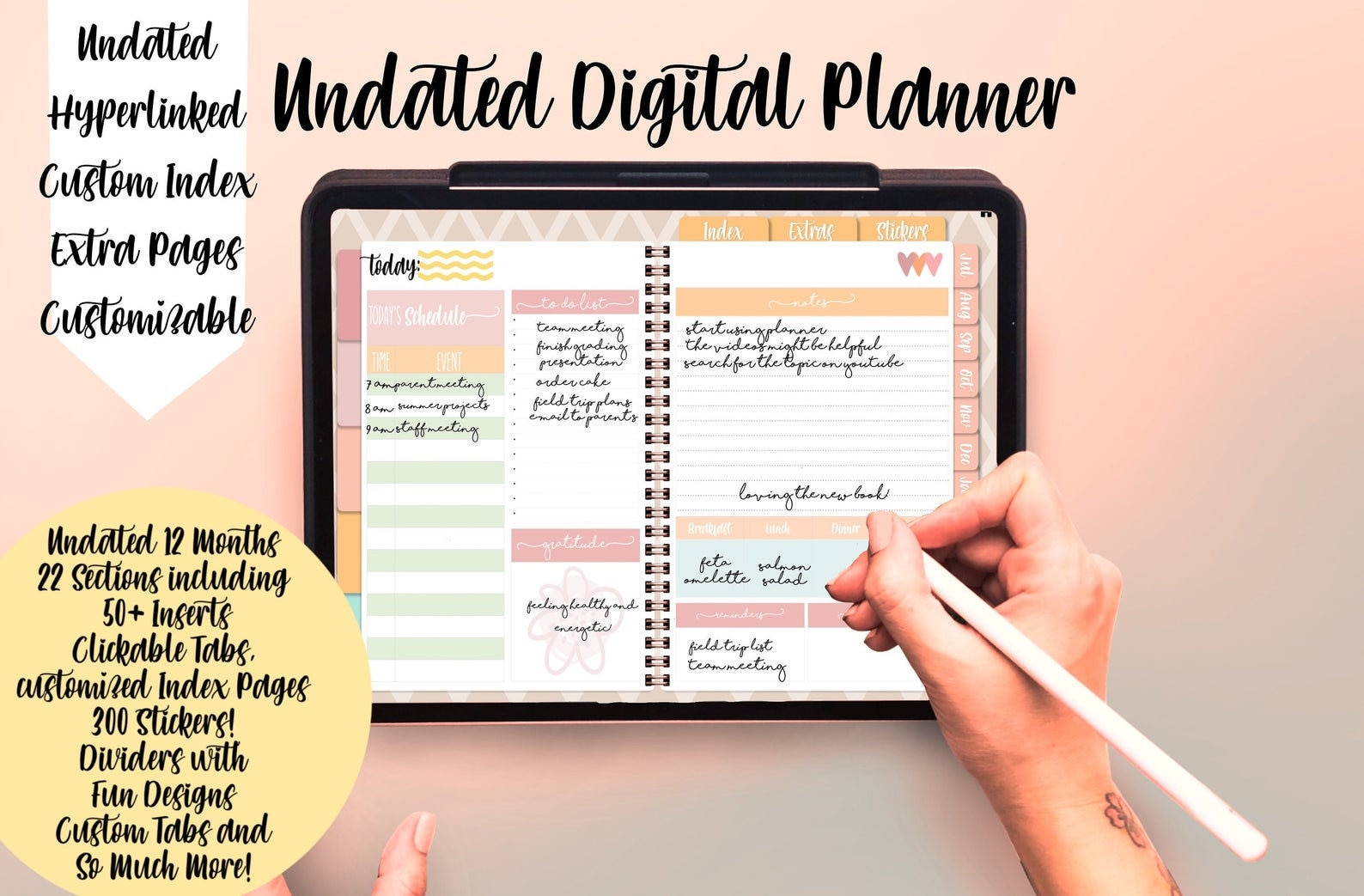 Undated Digital Planner With Custom Index Goodnotes Planner Etsy
