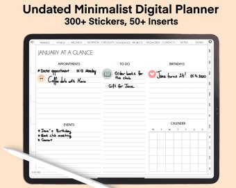 Undated White Digital Planner, Minimalist Digital Planner for Tablets, Goodnotes Digital Planner, ipad planner, Digital Planners