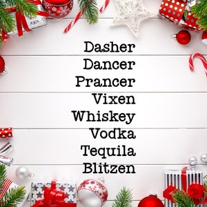 Dasher Dancer Vodka Svg Png File per Cricut, Christmas Svg, Christmas Shirt Svg Winter Svg, Holidays, Cutting File Xmas Merry Christmas