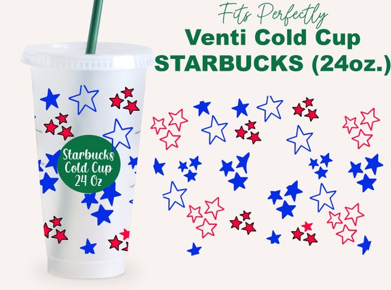 4th of July Svg Wrap for Starbucks Venti Cold Cup 24 oz, Starbucks Cup Svg,  Starbucks 24 Oz Cold Coffee Cup Svg for Cricut, American Flag