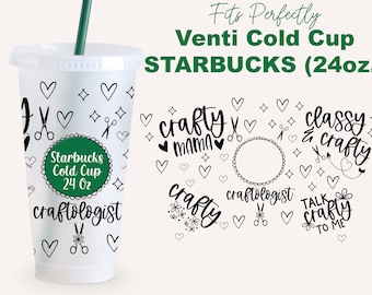 Crafty Svg Wrap for Starbucks Venti Cold Cup 24 oz, Starbucks Cup Svg, Starbucks 24 Oz Cold Coffee Cup Svg for Cricut, Craft Lover, Crafts