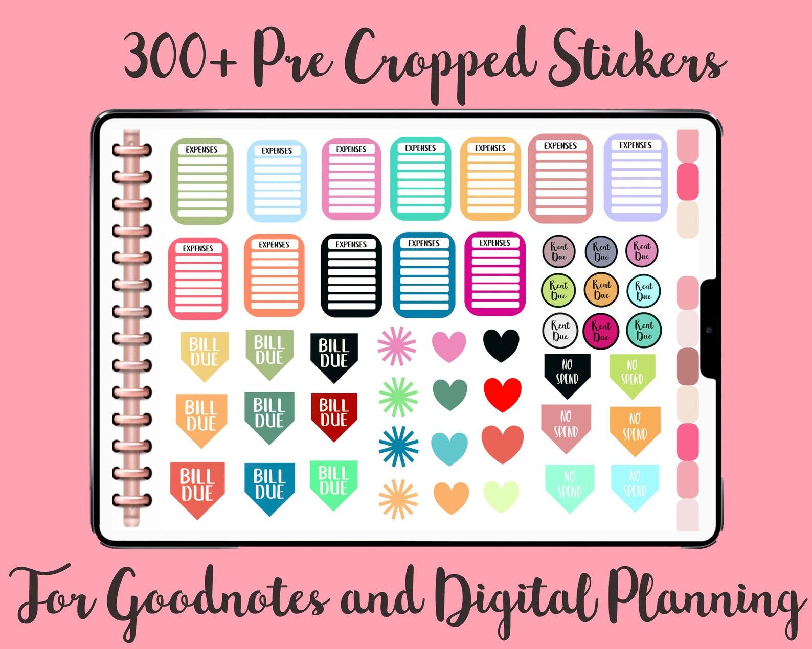 Digital Sticker Book, Rose Gold Digital Stickers, iPad Planner Sticker ...