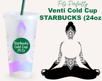 Mandala Yoga Wrap svg for Starbucks Venti Cold Cup 24 oz, Starbucks Cup Svg, Starbucks 24 Oz Cold Coffee Cup Svg for Cricut, Cow wrap svg
