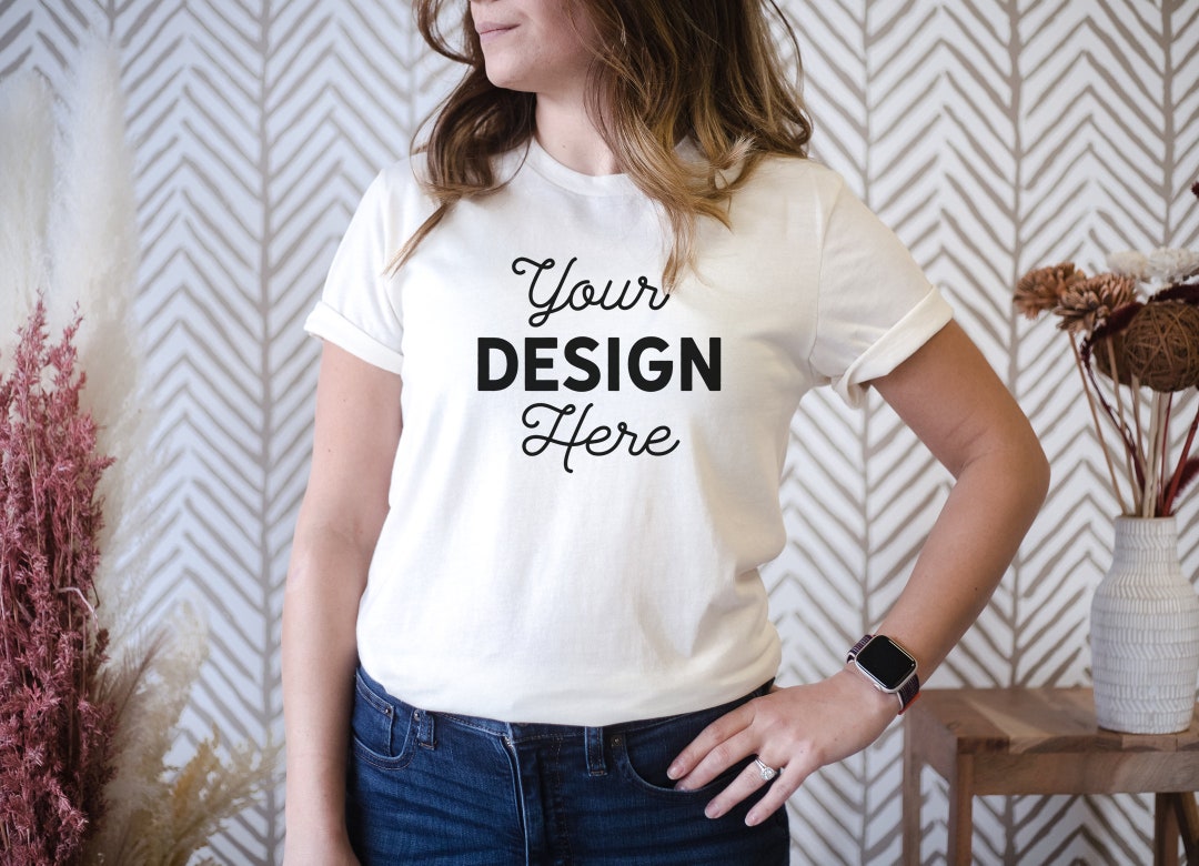 Bella Canvas 3001 Shirt Mockup, Bella Canvas Natural Model Mockup ...