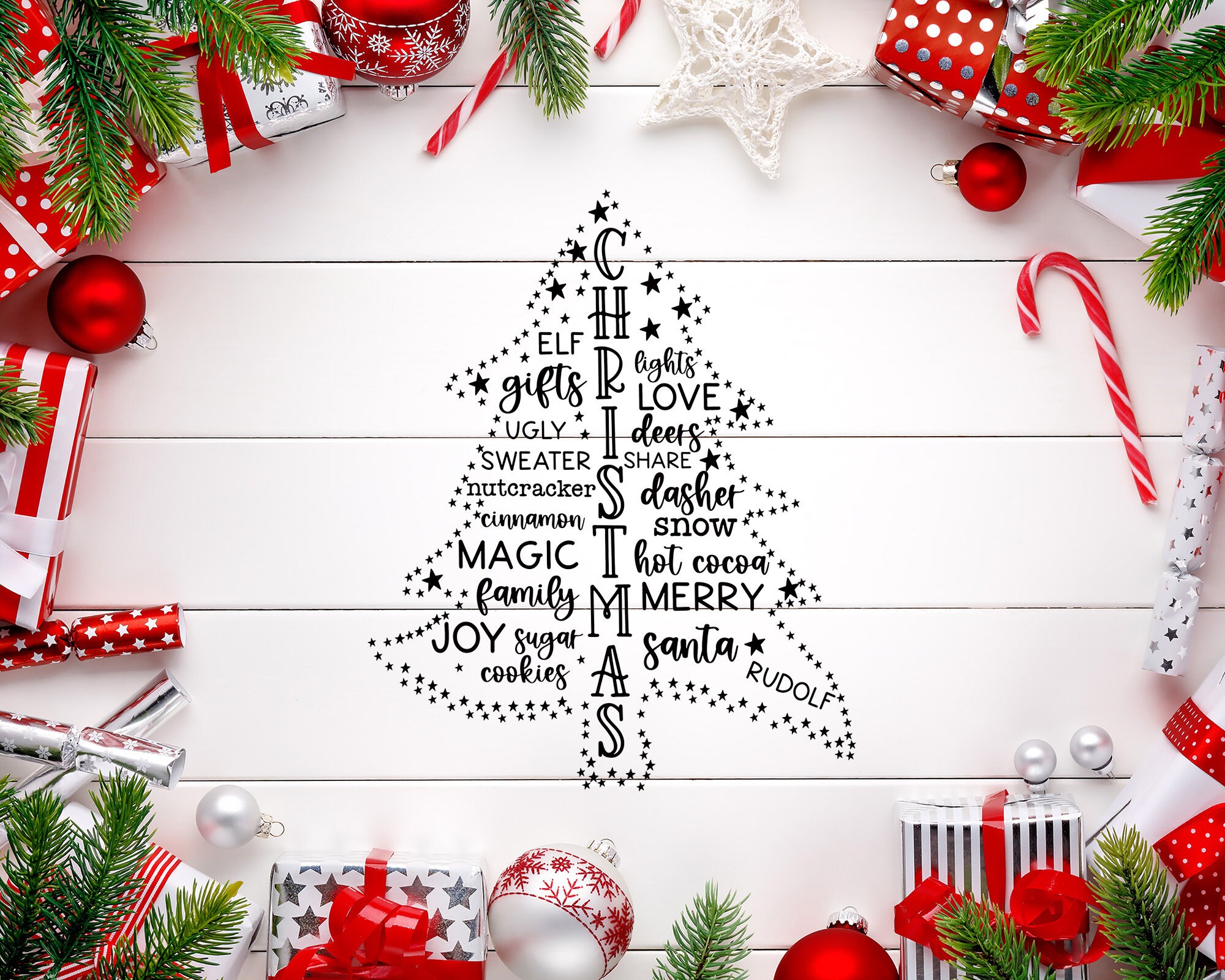 Christmas Tree Word Art Svg Png File for Cricut Christmas Etsy