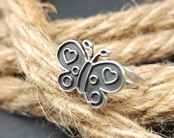 Butterfly ring, 925 sterling silver, adjustable ring, handmade, unisex ring, gift.