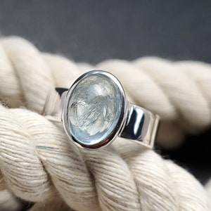 Aquamarine ring, 925 sterling silver, handmade, March birthstone, gift.