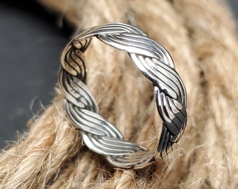 Braid Ring, 925 Sterling Silver, Handmade, Unisex Ring, Silver band, Silver Ring, Gift.