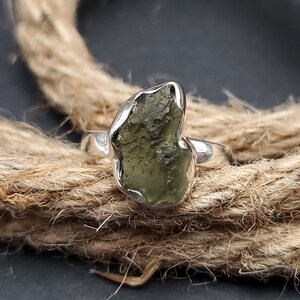 Moldavite ring, 925 sterling silver, handmade, statement ring, unisex ring, gift.