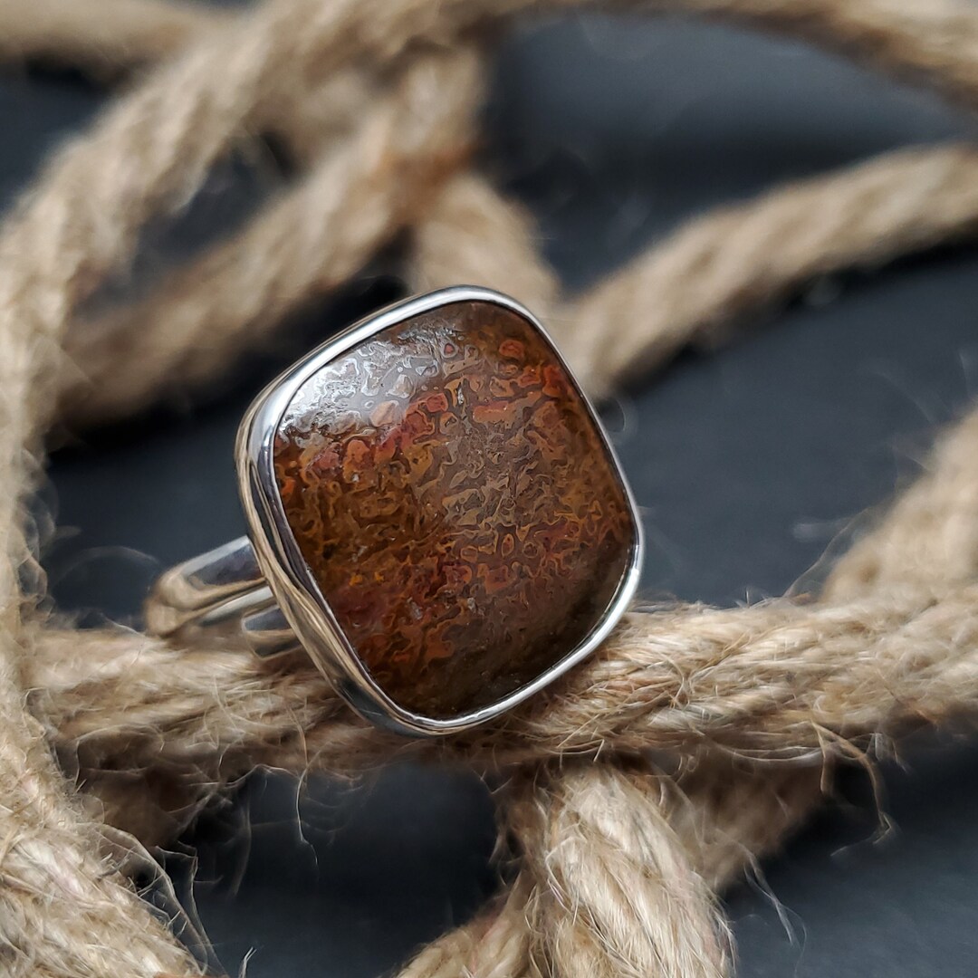 Dinosaur Bone Ring, 950 Sterling Silver, Handmade, Unisex Ring, Fossil ...