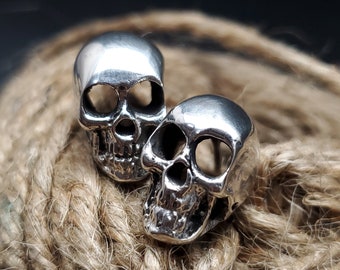 Skull earrings, 925 sterling silver, skull stud earrings, handmade, statement earrings, unisex earrings, silver earrings, gift.