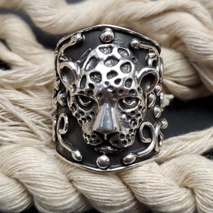 Jaguar ring, 950 sterling silver, handmade, chunky ring, unisex ring, panther ring, animal ring, statement ring, gift.