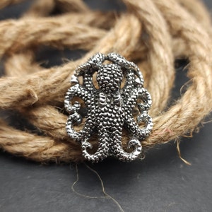 Octopus ring, 925 sterling silver, handmade, adjustable ring, silver octopus ring, statement ring, gift.