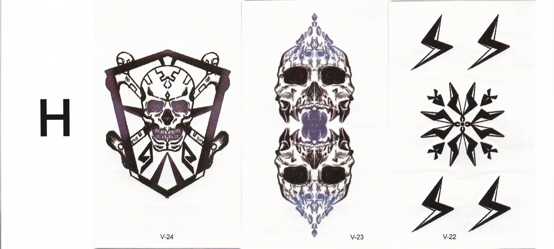 Skull Temporary Tattoo Set/set of 3 Sheets /fake - Etsy UK