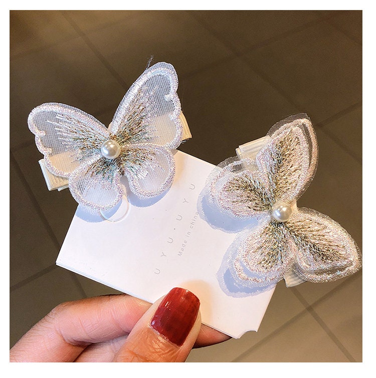4 korean Style Cute butterfly with pearl hair clips woodland Etsy