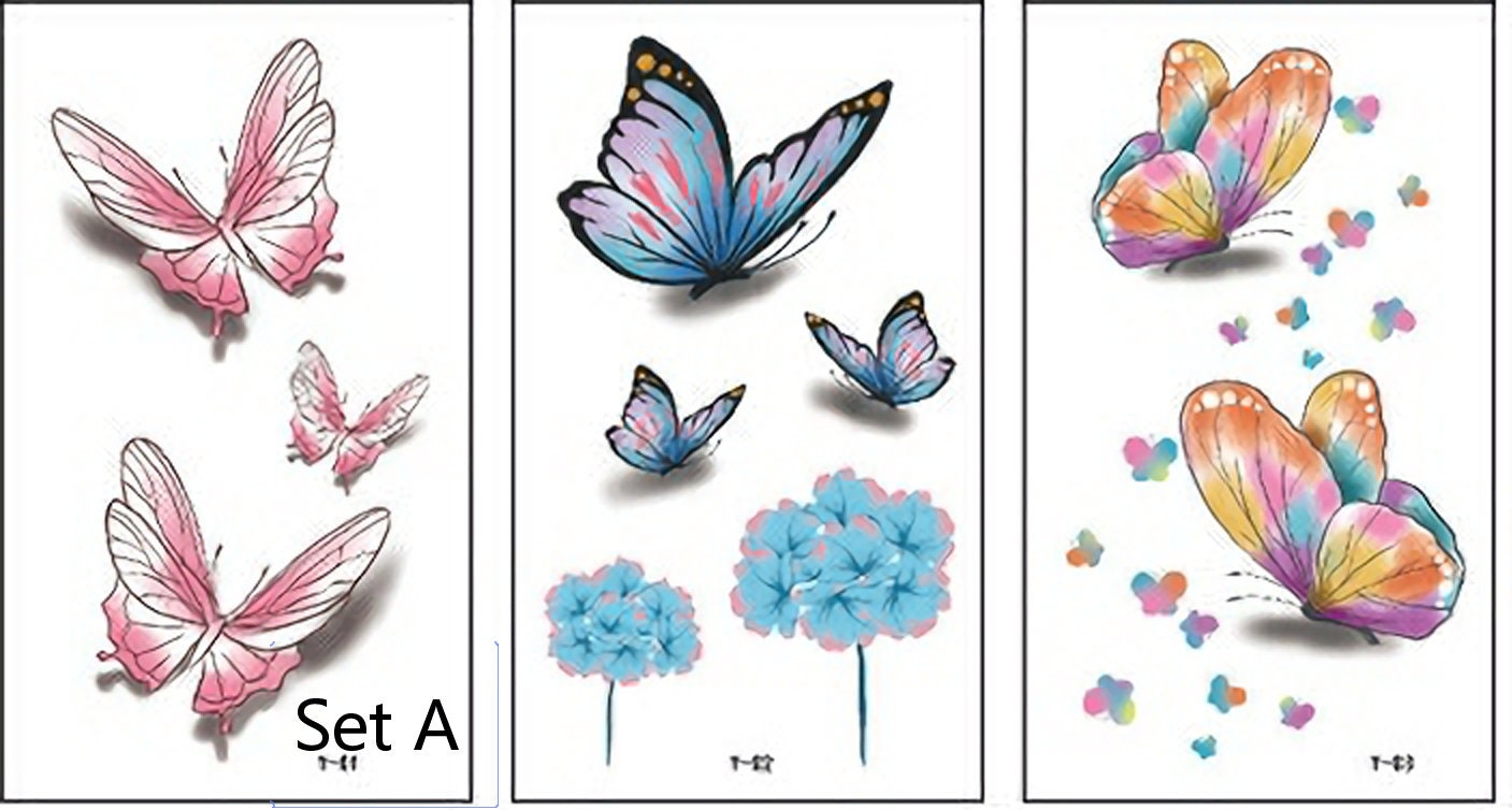 Butterfly Temporary Tattoo Set/set of 3 Sheets /fake Etsy