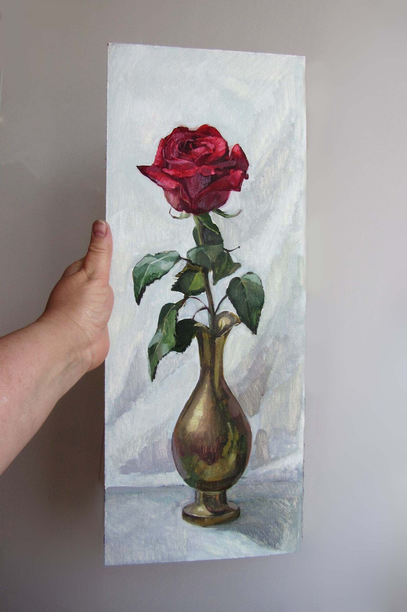Rote Rose Malerei Original Kunst Blume in einer Vase Öl hohe Etsy