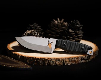 Handmade Hunting Knife: Engraved 4116 Stainless Steel Blade, Walnut Wood Handle