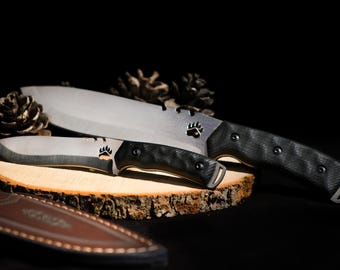 Handmade Hunting Knife: Engraved 4116 Stainless Steel Blade, Walnut Wood Handle