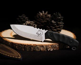 Handmade Hunting Knife: Engraved 4116 Stainless Steel Blade, Walnut Wood Handle