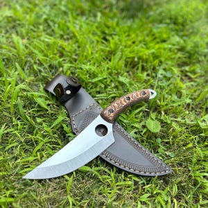 NEXT DAY SHIP Handmade 11&quot; Full Tang Gut Hook Knife Custom Engraved Knive Hunting Gifts For Men Bushcraft Knive Groomsmen Gifts For Him