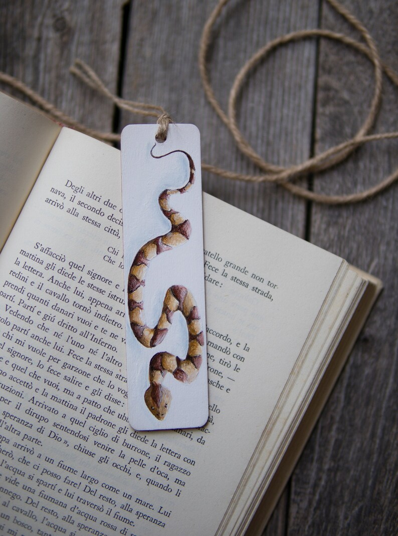 Copperhead Bookmark Hand Painted Wooden Bookmark Snake Etsy